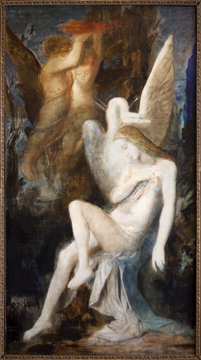 Leda ja joutsen (öljy kankaalle) tekijältä Gustave Moreau