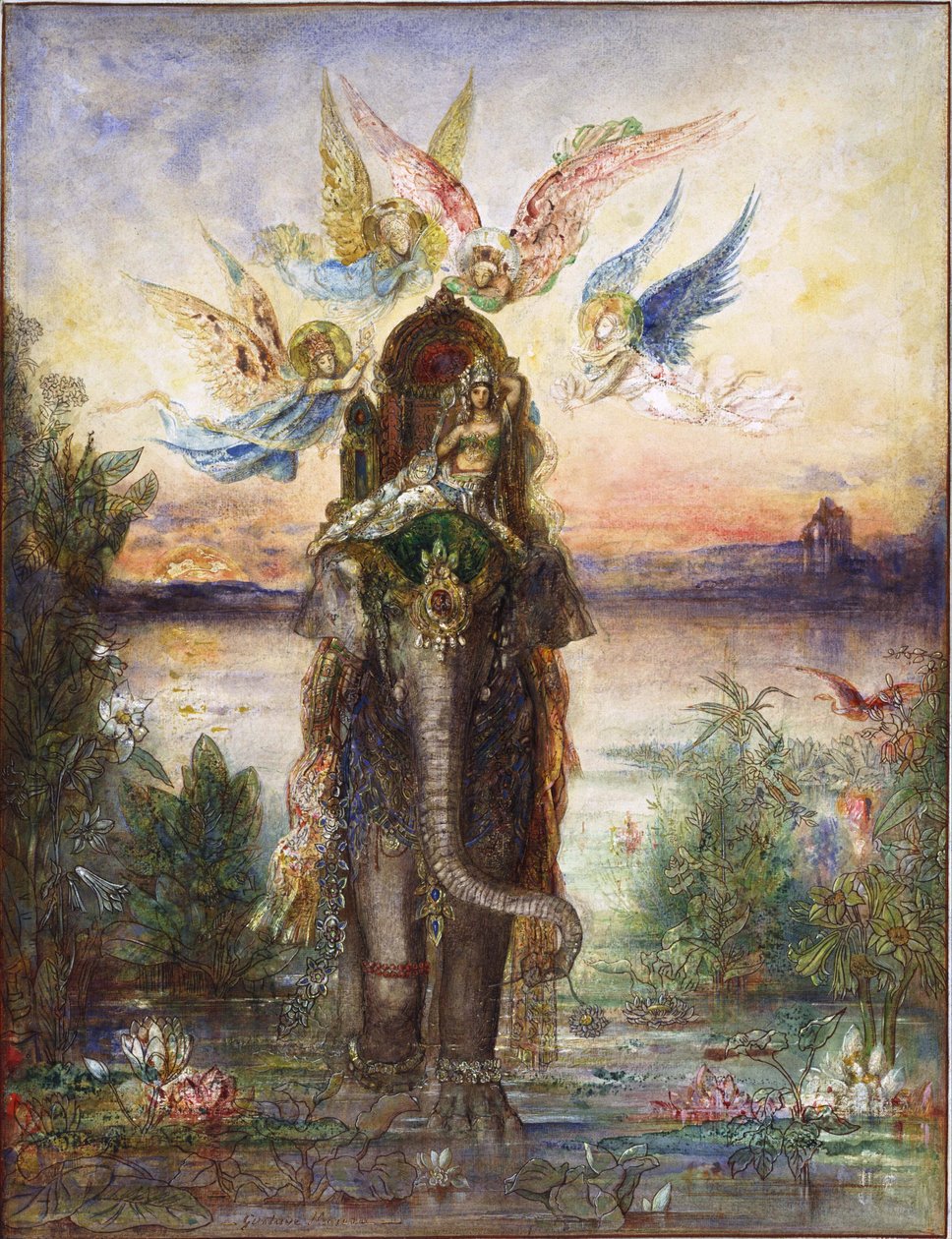 Gustave Moreaun (1826-1898) maalaus "Peri, pyhä norsu" 1882 National Museum of Western Art, Tokio Japani tekijältä Gustave Moreau