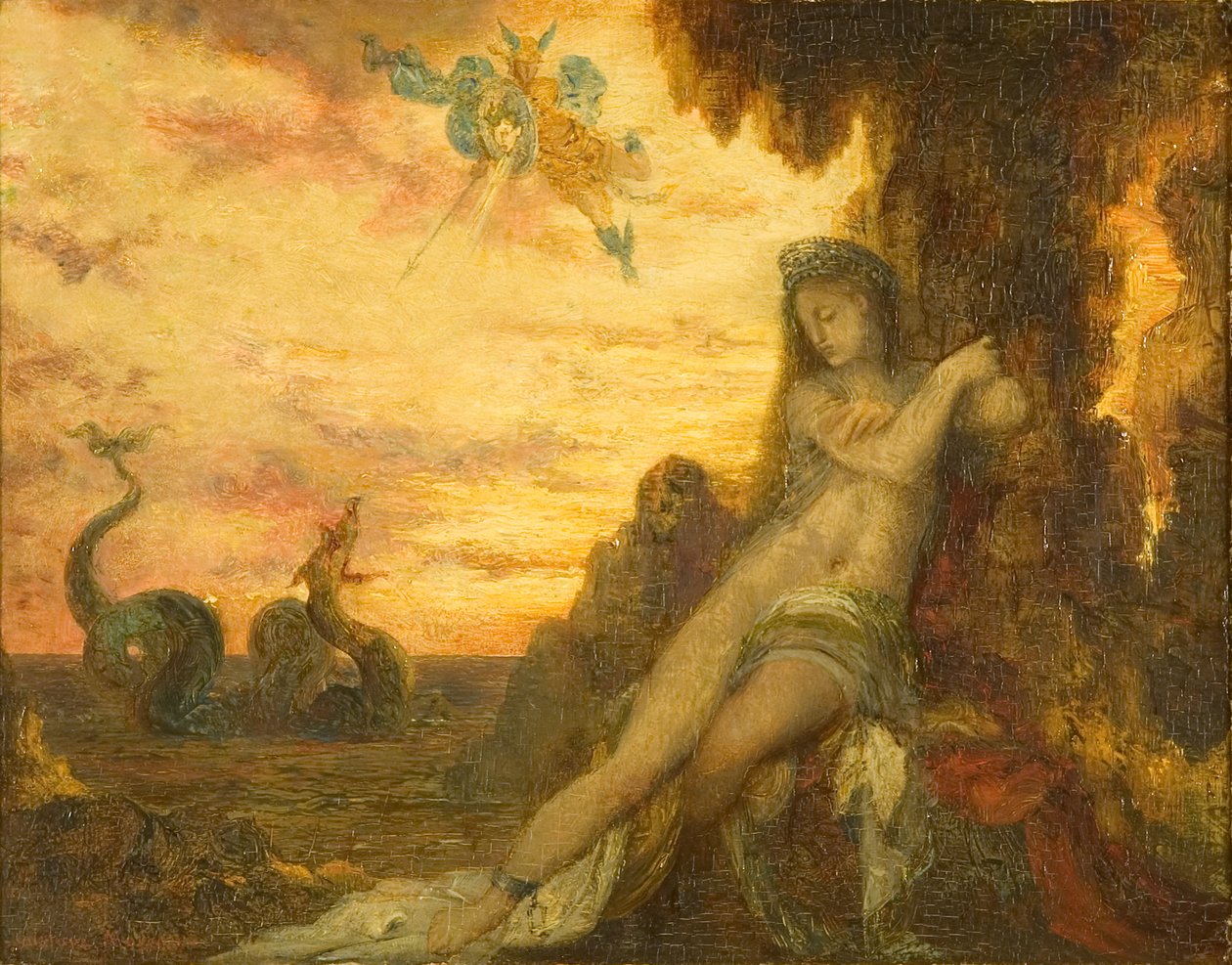 Perseus ja Andromeda, n. 1870 (öljy paneelille) tekijältä Gustave Moreau