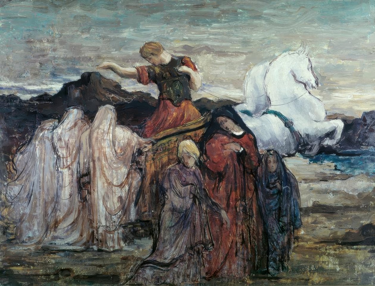 Phaëton ja kolme naista. mytologinen kohtaus) tekijältä Gustave Moreau
