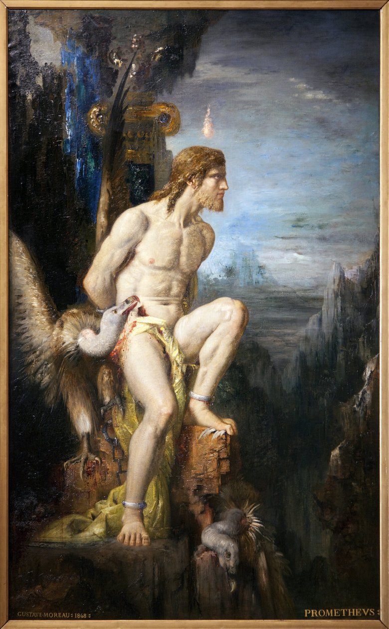 Promethee. Gustave Moreaun öljymaalaus kankaalle (1826-1898). Valokuvaus, KIM Youngtae, Pariisi, Musee Gustave Moreau. tekijältä Gustave Moreau