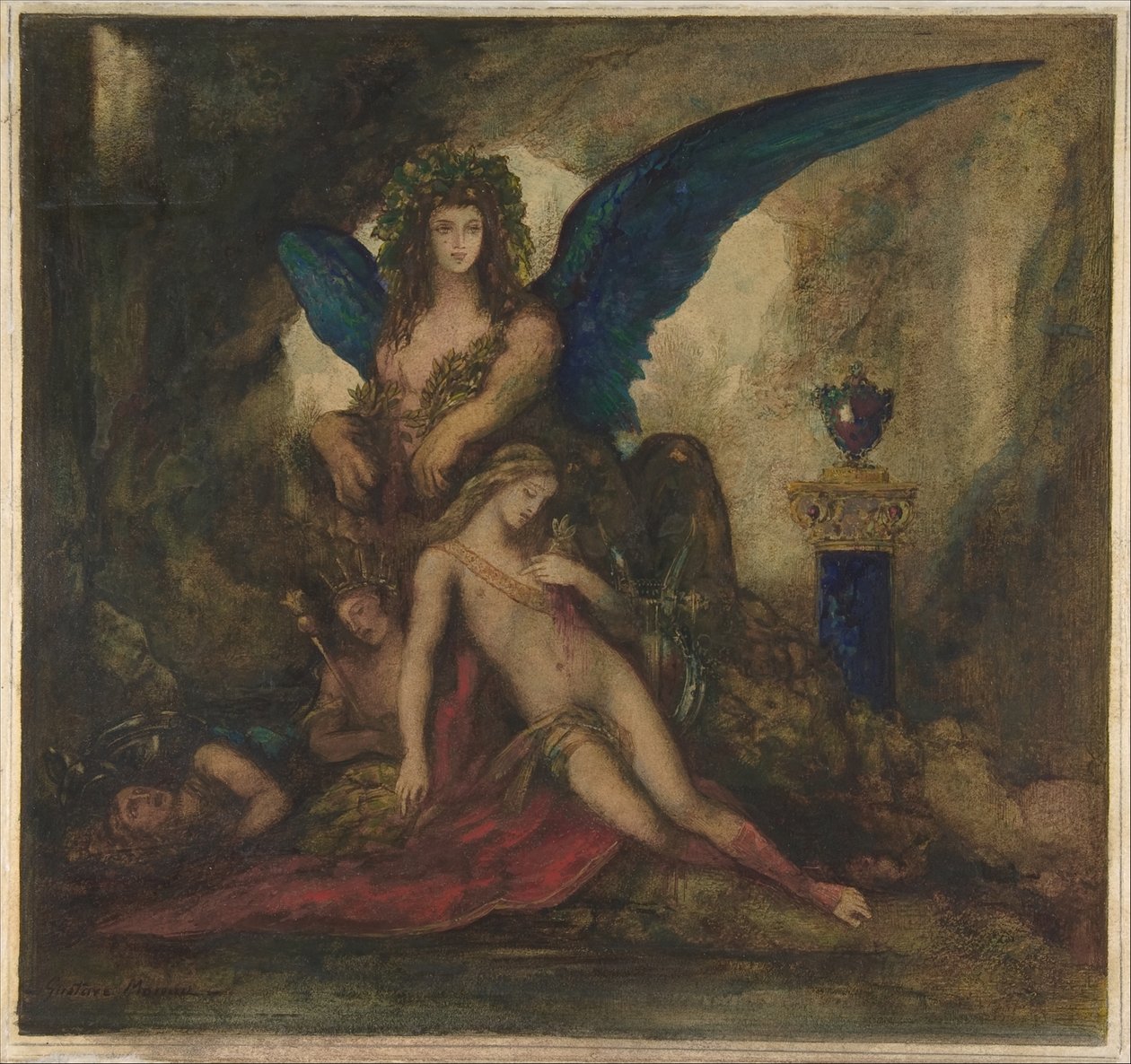 Sfinksi luolassa (runoilija, kuningas ja soturi) tekijältä Gustave Moreau
