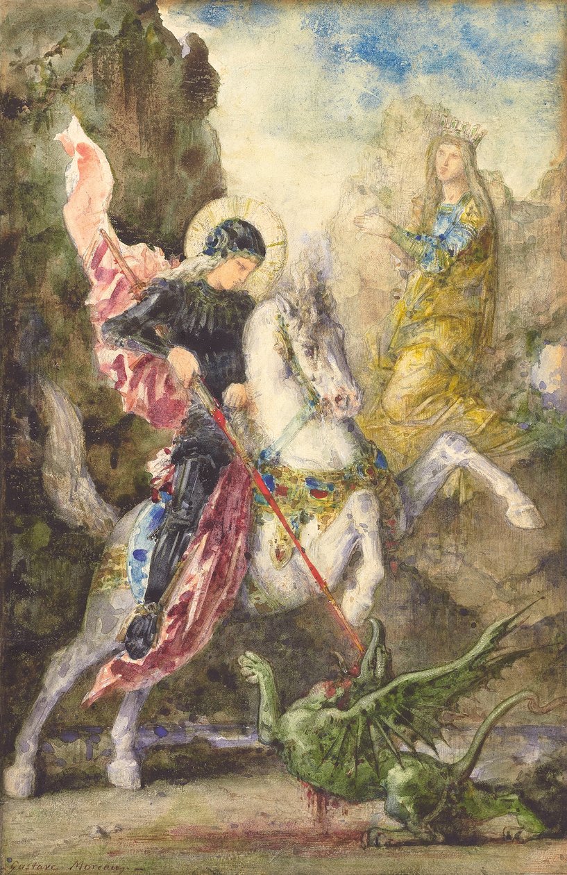 Pyhä Yrjö ja lohikäärme, 1869 tekijältä Gustave Moreau