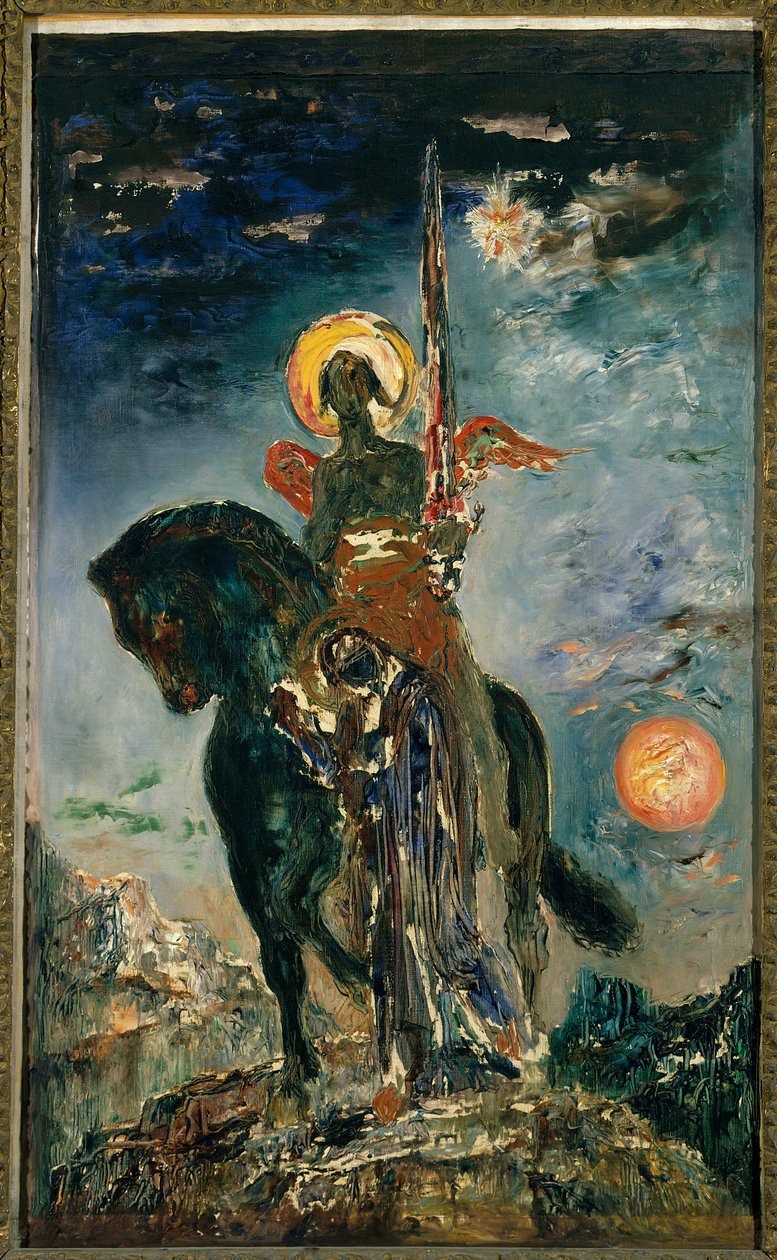 Gustave Moreaun (1826-1898) maalaus Puisto ja kuoleman enkeli Sun. 1,10 x 0,37 m. Pariisi, Gustave Moreau-museo tekijältä Gustave Moreau