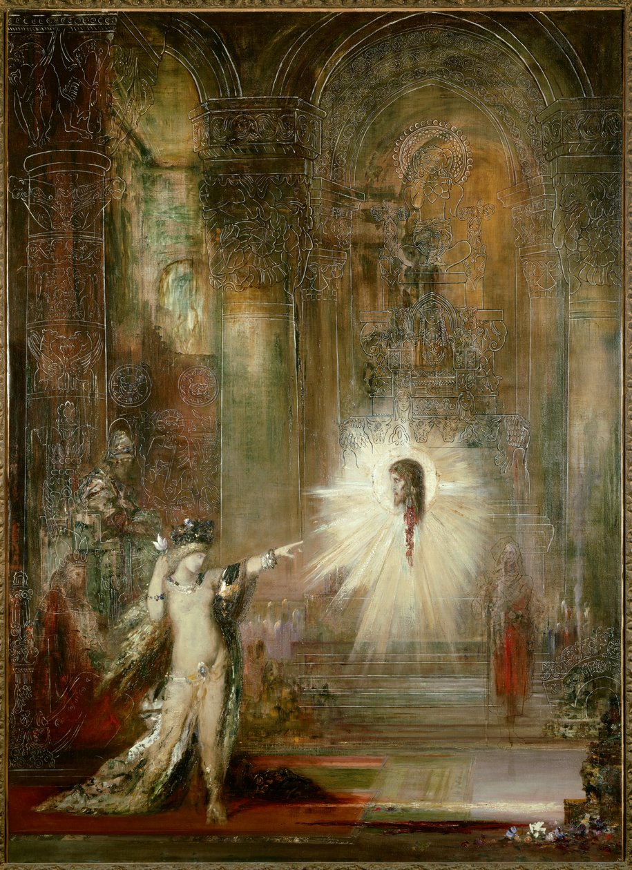 Ulkonäkö. Tanssittuaan Herodeksen juhlan salissa Salome kysyy Pyhän Johannes Kastajan päätä. Hän osoittaa sormellaan profeetan päätä kohti Herodiaden seisoessa hänen takanaan. Gustave Moreaun maalaus tekijältä Gustave Moreau