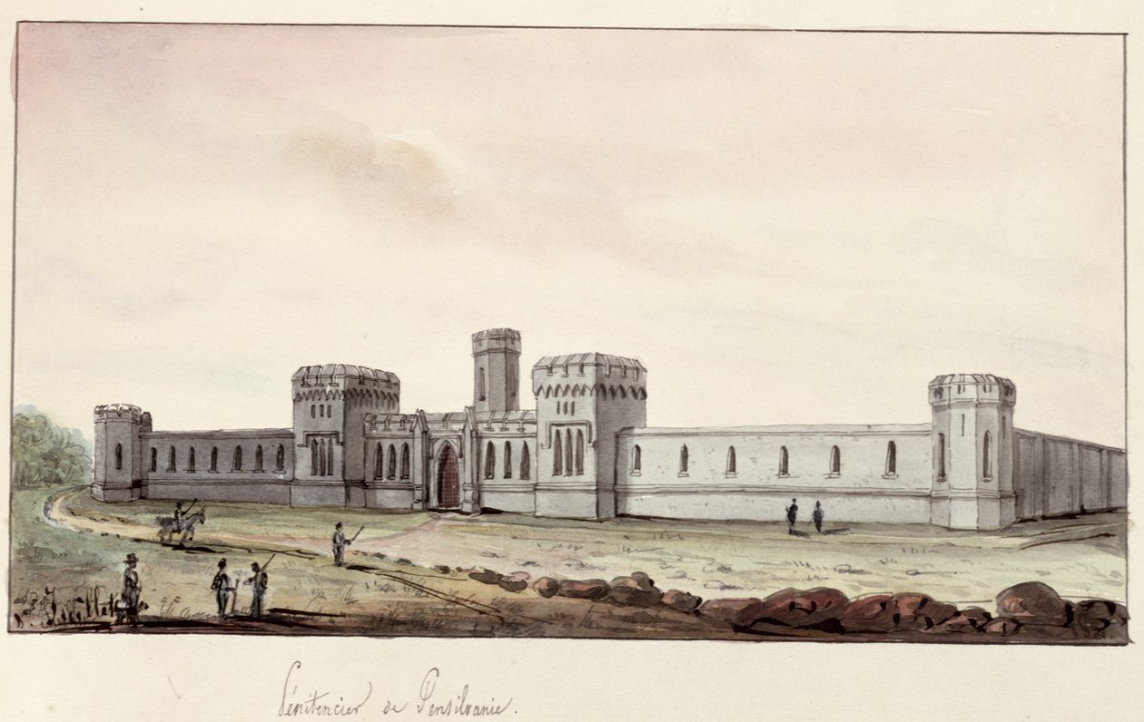 Vankila Pennsylvaniassa, 1831 (kynä ja muste ja wc paperilla) tekijältä Gustave de Beaumont