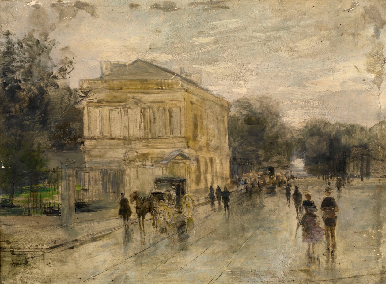 Bryssel sateessa (öljy paneelissa) tekijältä Gustave de Duyts