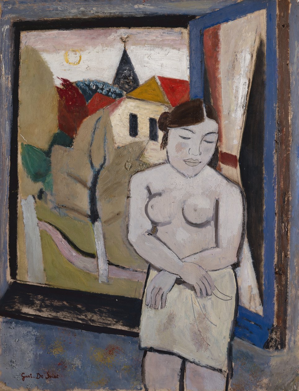 Alaston ikkunan ääressä tekijältä Gustave de Smet