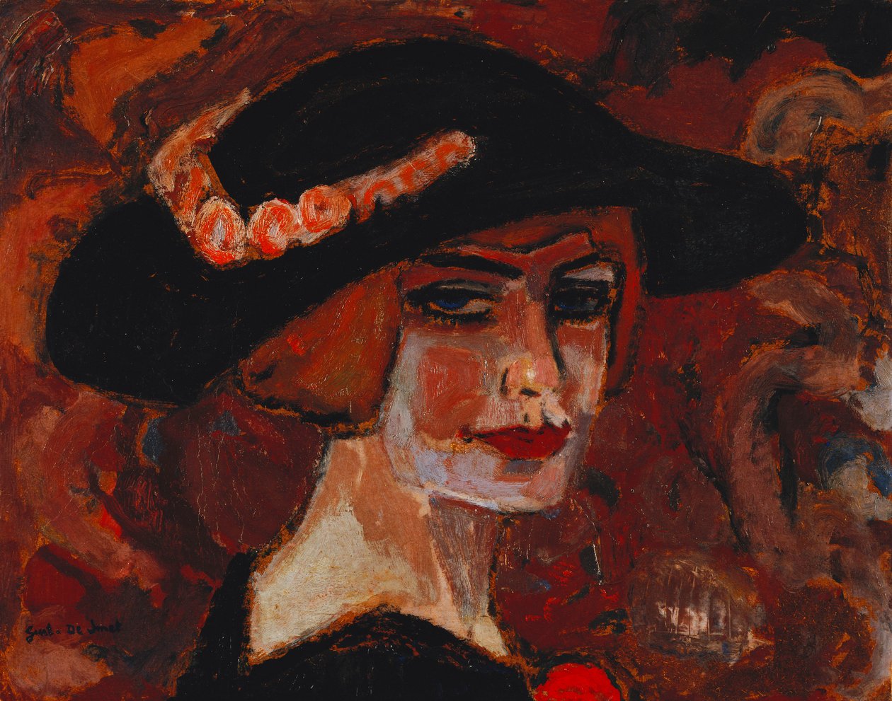 nuori nainen, jolla on hattu; Nuori tyttö hatussa tekijältä Gustave de Smet