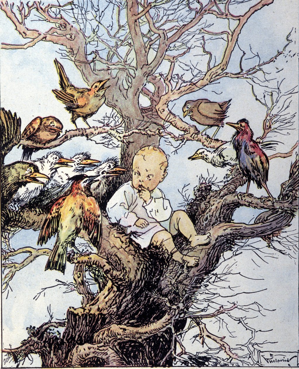 Kuvitus James Matthew Barrien (JM tai J. M. Barrie) tarinaan "La storia di Peter Pan" tekijältä Gustavo Gustavino Rosso