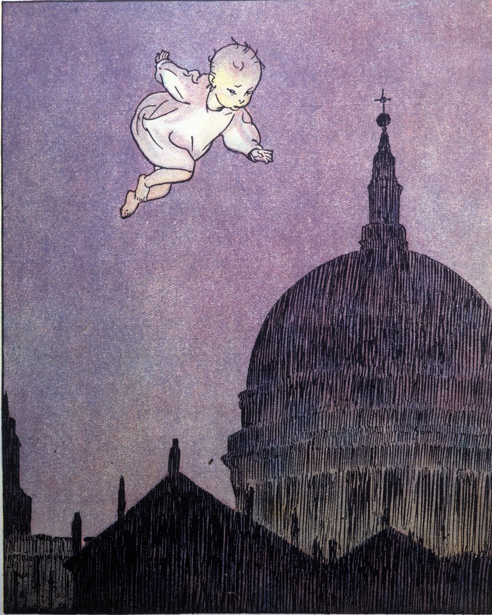 Kuvitus James Matthew Barrien (JM tai J. M. Barrie) tarinaan "La storia di Peter Pan" tekijältä Gustavo Gustavino Rosso