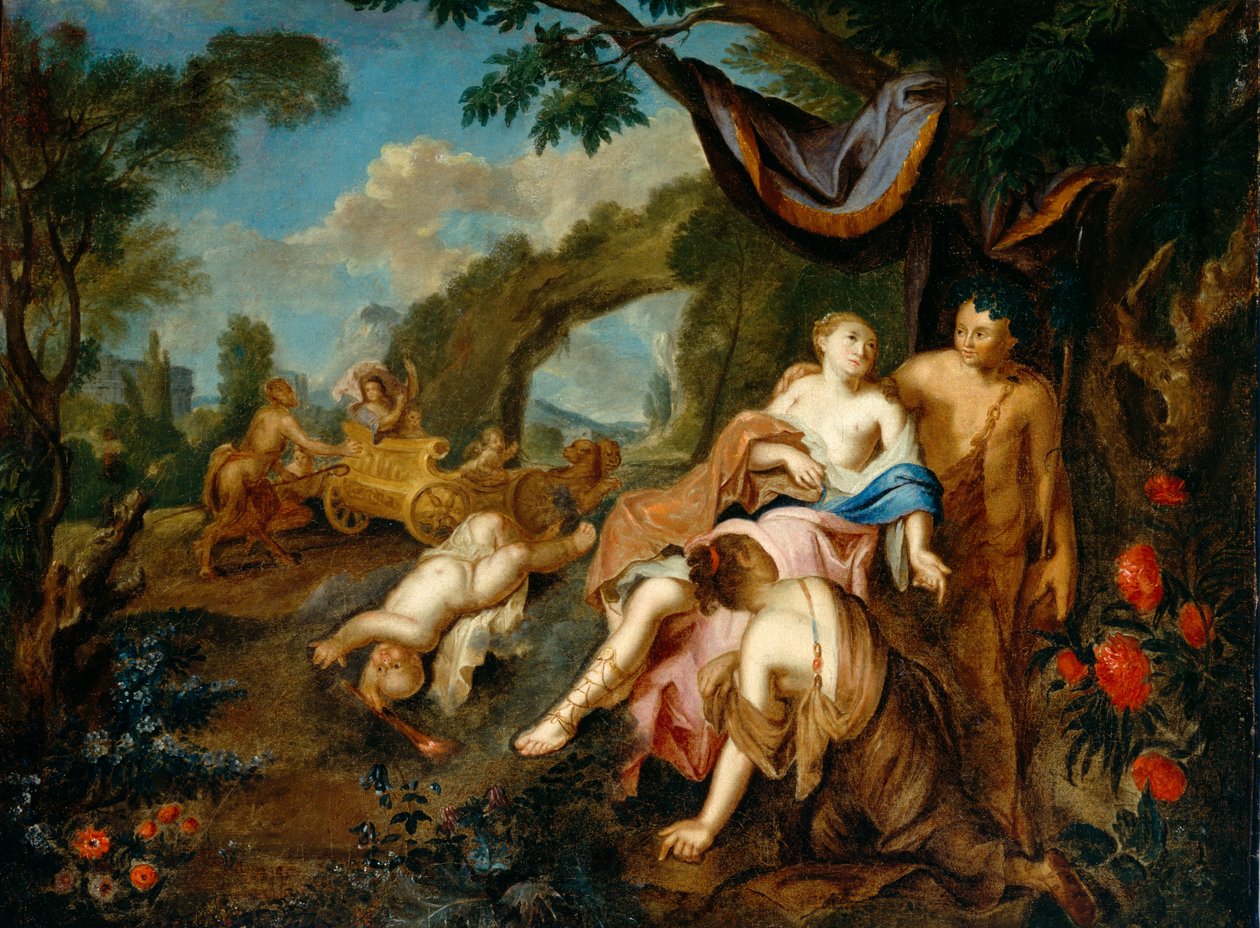 Bacchus ja Ariadne, n. 1725 tekijältä Gustavus Hesselius