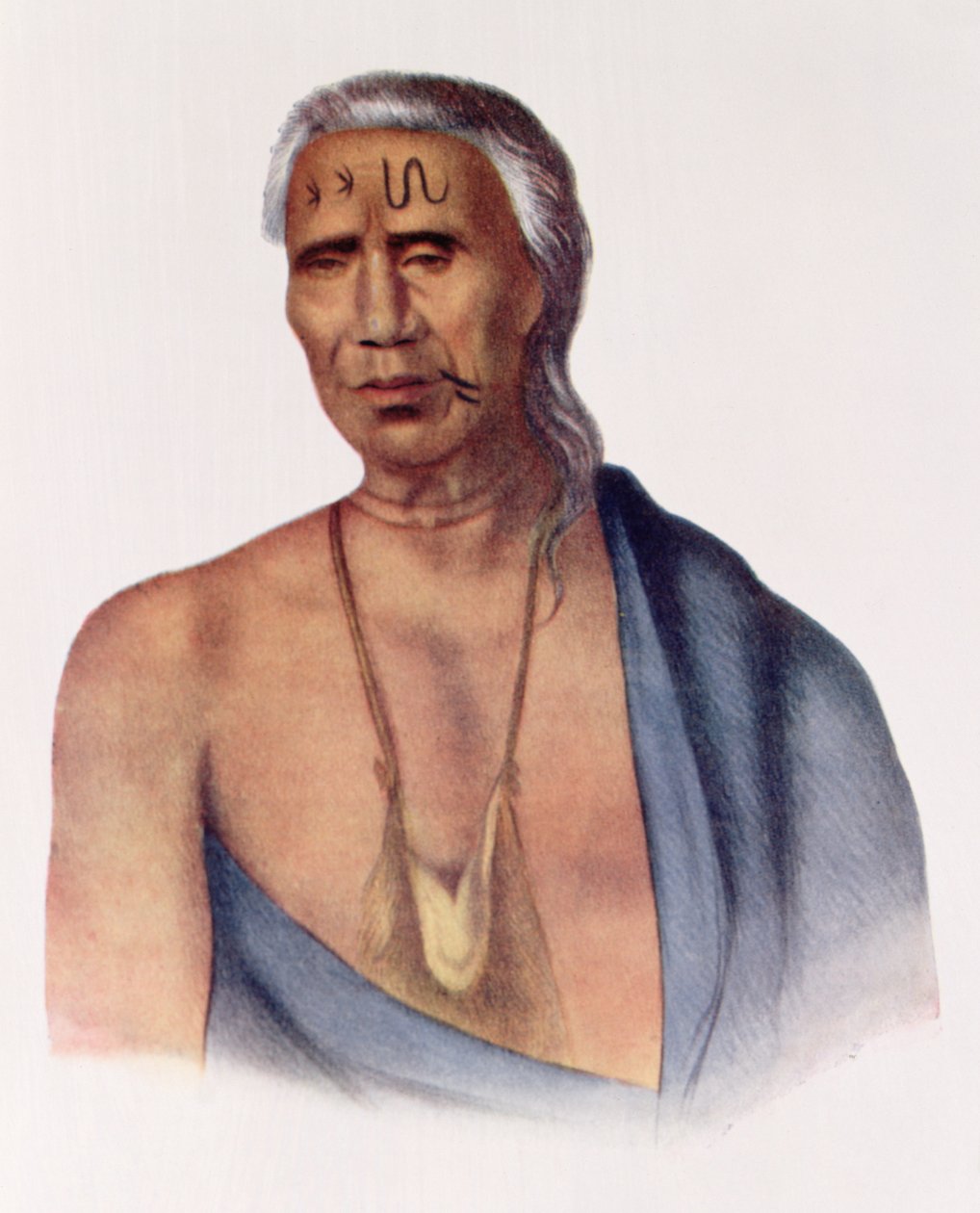 Lap-Pa-Win-Soe, Delawaren päällikkö, kuvitus teoksesta "The Indian Tribes of North America, Vol.1", kirjoittaneet Thomas L. McKenney ja James Hall, pub. kirjoittanut John Grant tekijältä Gustavus Hesselius