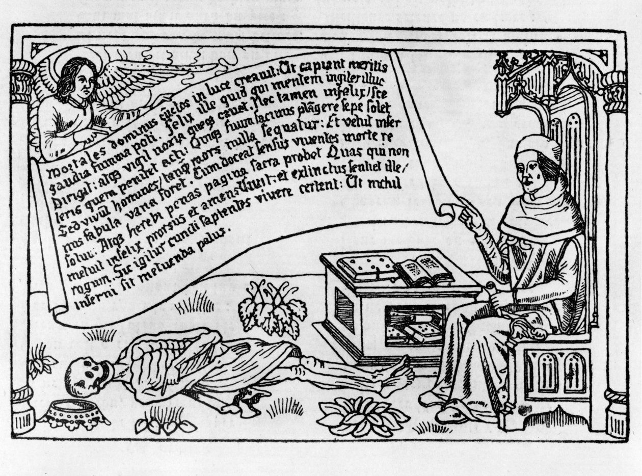 Kuvitus Danse Macabre -teokseen, julkaistu Pariisissa 1485. tekijältä Guy Marchant