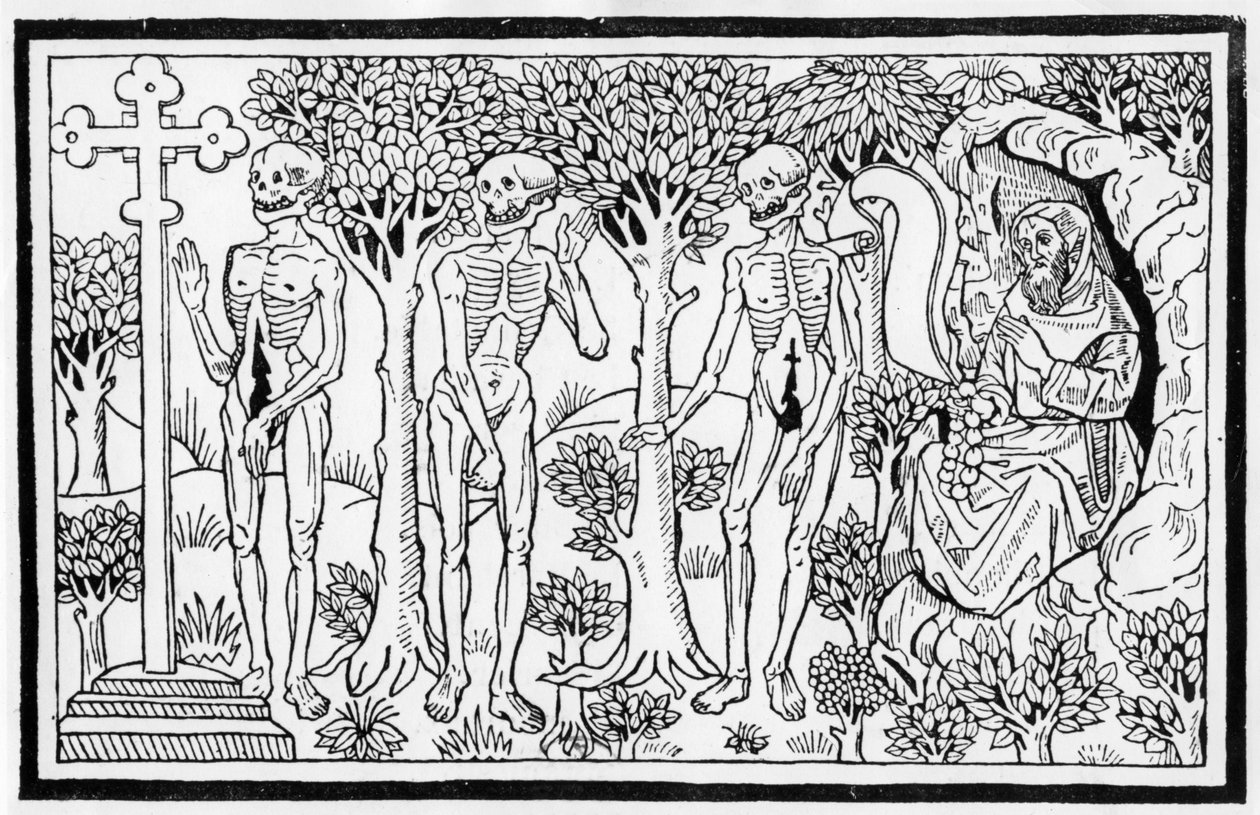 Kuvitus Danse Macabresta, julkaistu Pariisissa, 1485 tekijältä Guy Marchant