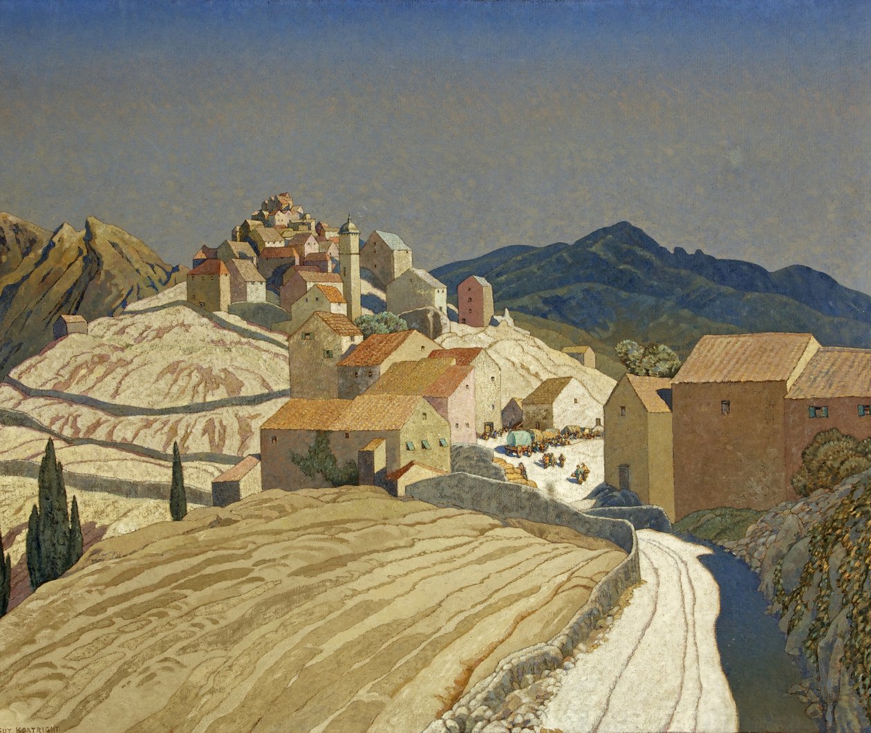 St Pierre Korsikassa, n. 1933 (öljy kankaalle) tekijältä Guy Kortright