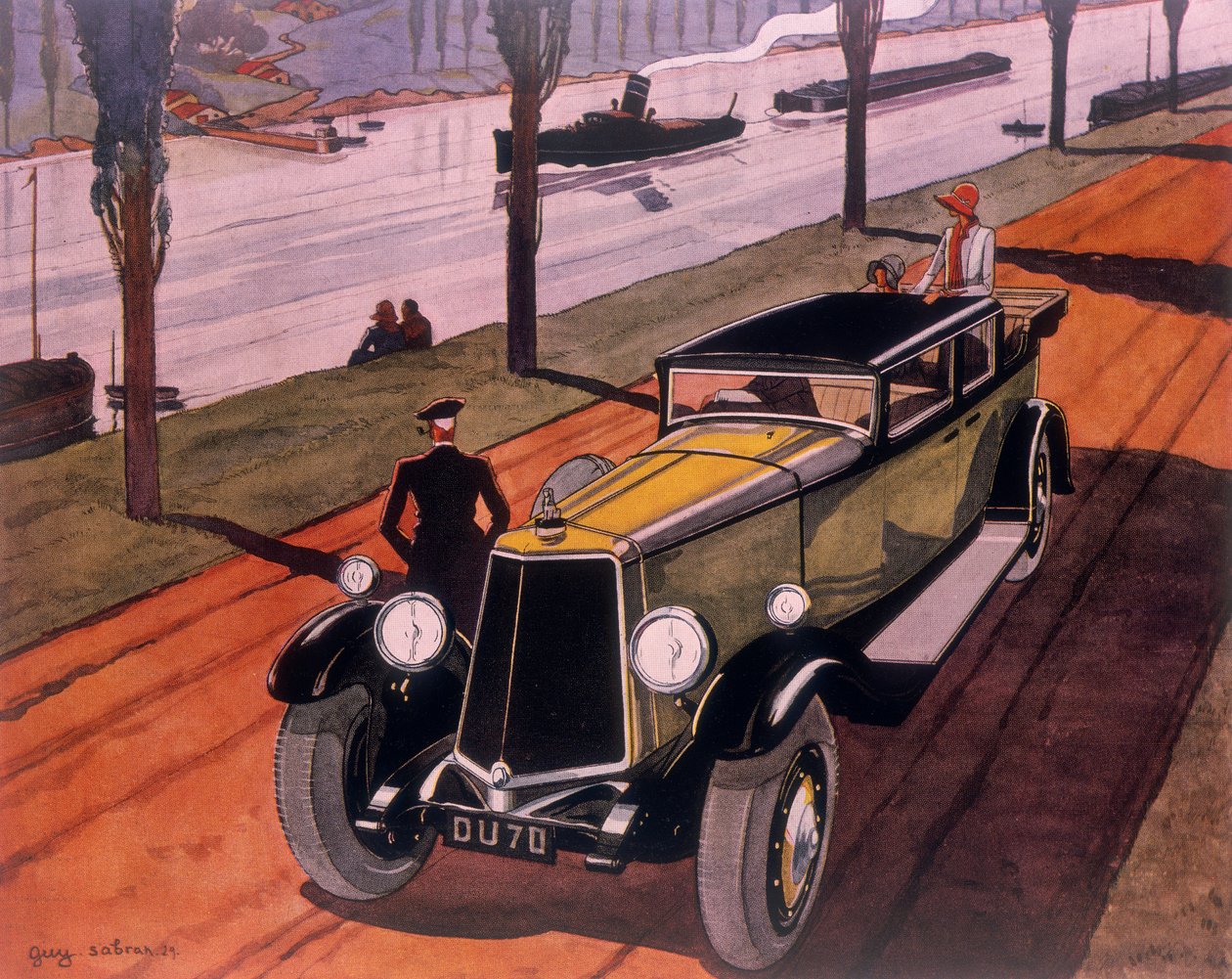 Armstrong Siddeley -autoja mainosjuliste, 1930 tekijältä Guy Sabran