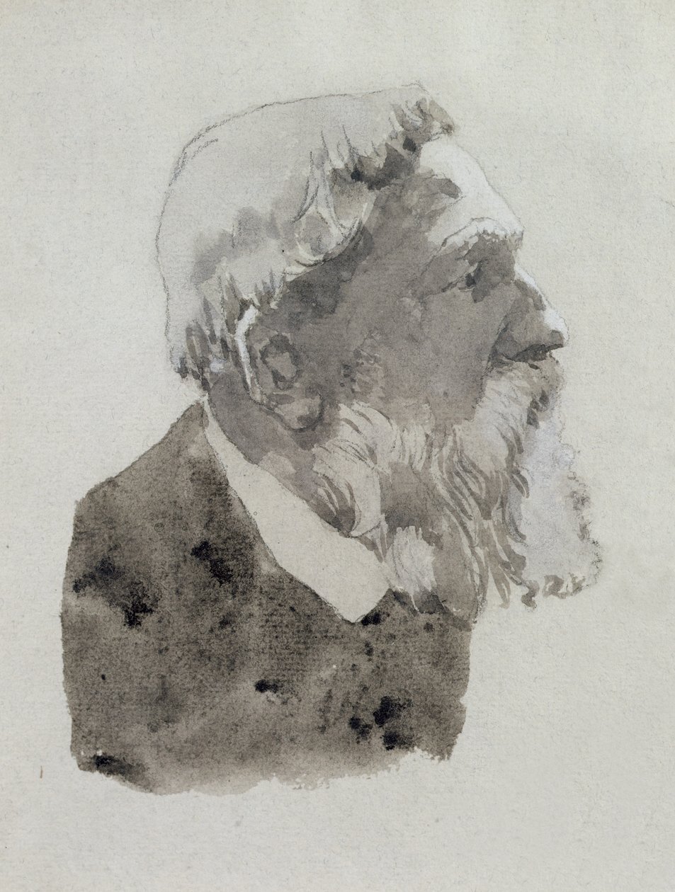 August Rodinin muotokuvatutkimus (wc ja lyijykynä paperille) tekijältä Gwen John