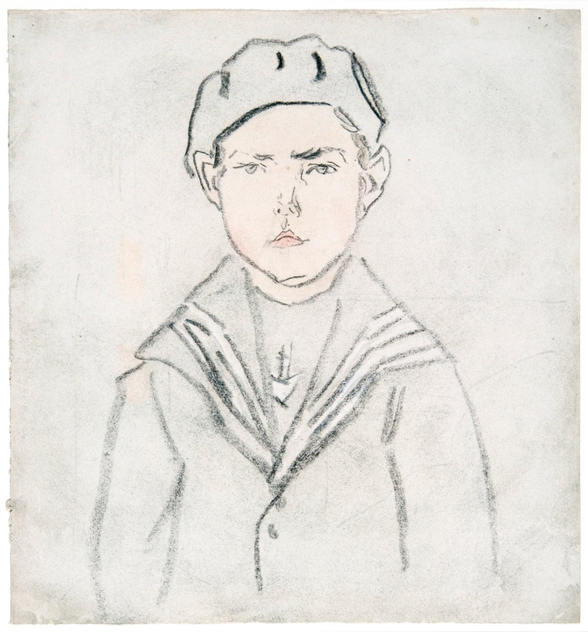 Poika merimiespuvussa (värillinen liitu paperille) tekijältä Gwen John