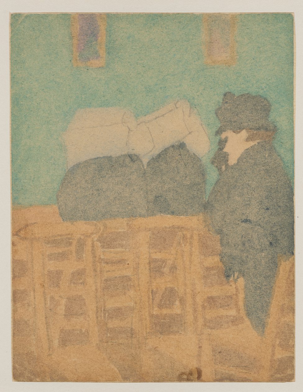 Hahmoja kirkossa (akvarelli ja lyijykynä) tekijältä Gwen John