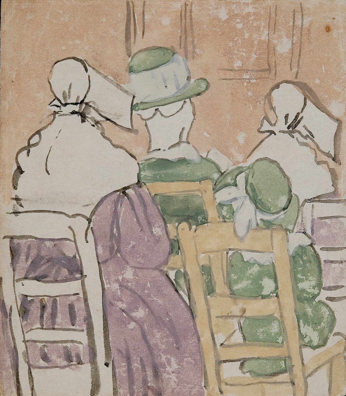 Hahmoja kirkossa (akvarelli paperille) tekijältä Gwen John