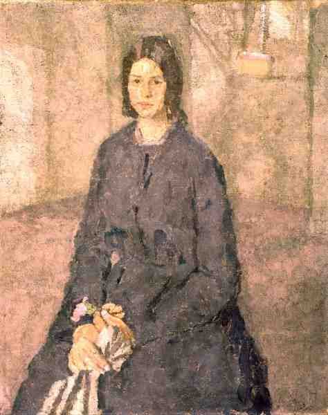 Tyttö pitelee ruusua, n. 1915-25 tekijältä Gwen John