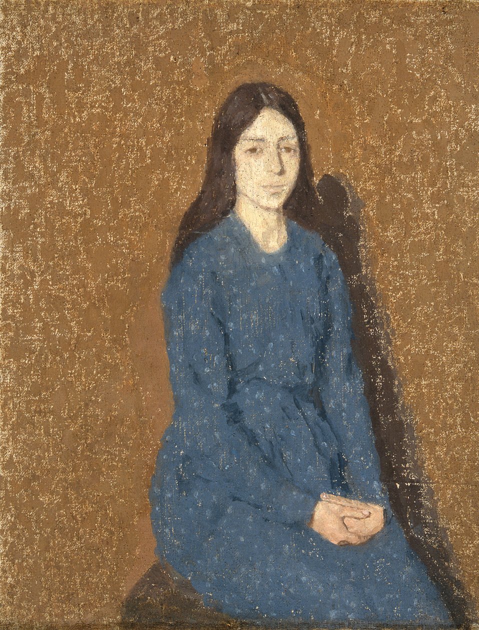 Tyttö sinisessä mekossa (öljy kankaalle) tekijältä Gwen John