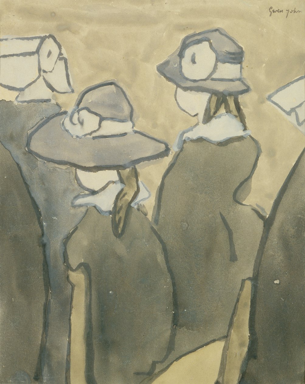 Pienet tytöt kirkossa (akvarelli paperille) tekijältä Gwen John