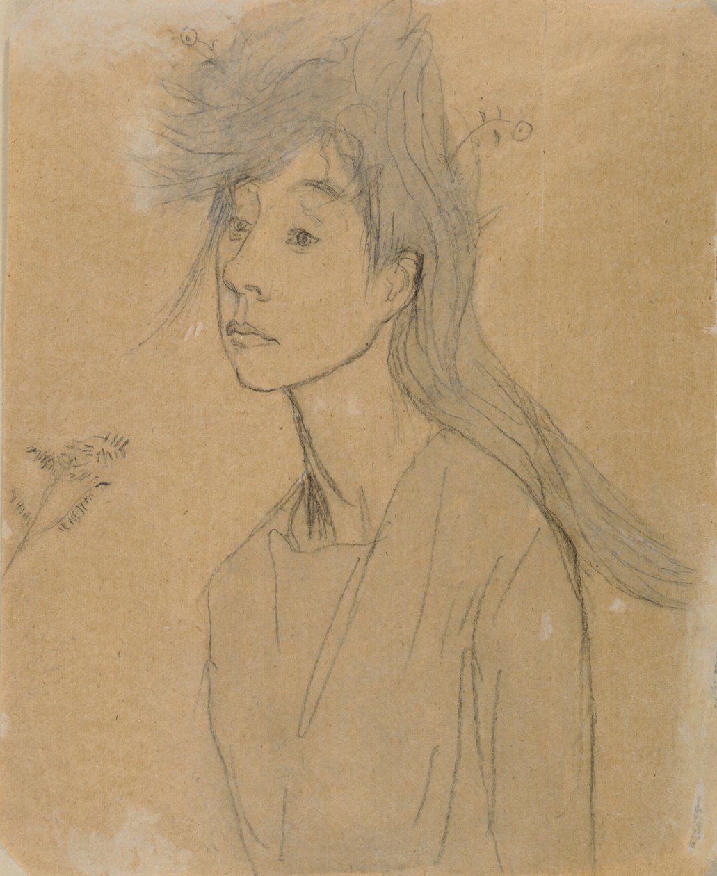 Ophelia: Portrait Imagine, n. 1910 (liitu ja pesu paperille) tekijältä Gwen John