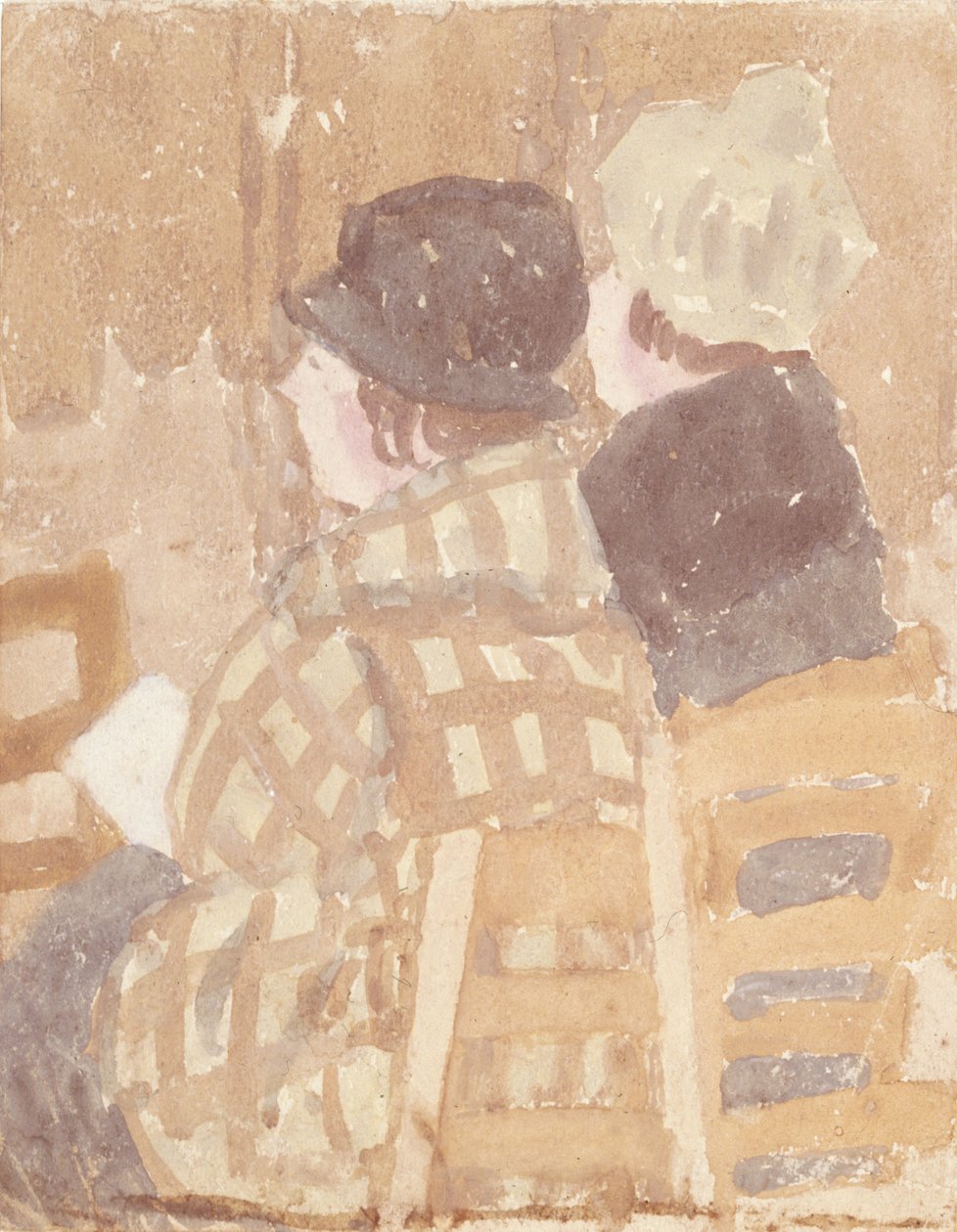 Kaksi naista kirkossa istumassa (akvarelli paperille) tekijältä Gwen John