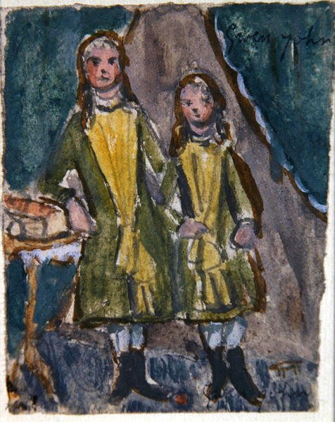 Viktoriaaniset sisaret (akvarelli paperille) tekijältä Gwen John