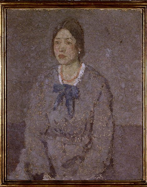 Nainen korallikaulakorussa (öljy kankaalle) tekijältä Gwen John