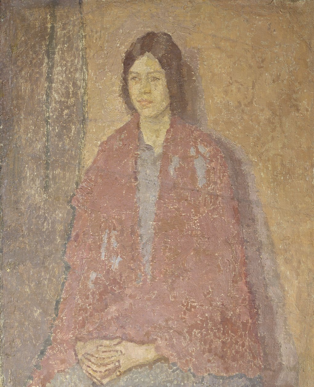 Nuori nainen punaisessa huivissa, noin 1912 (öljy kankaalle). tekijältä Gwen John