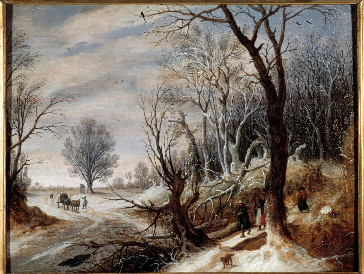 Gysbrecht Lytensin (1586-1656) lumimaisemamaalaus 1600-luvulta. Quimperin taidemuseo tekijältä Gysbrecht Lytens or Leytens