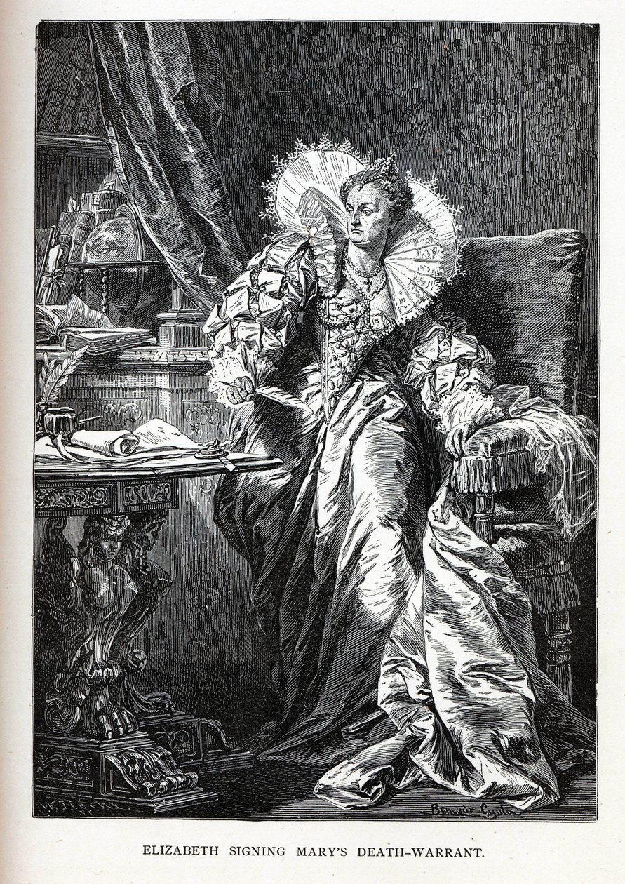 Elizabeth allekirjoitti Maryn kuolemantuomion, 1882 tekijältä Gyula Benczúr
