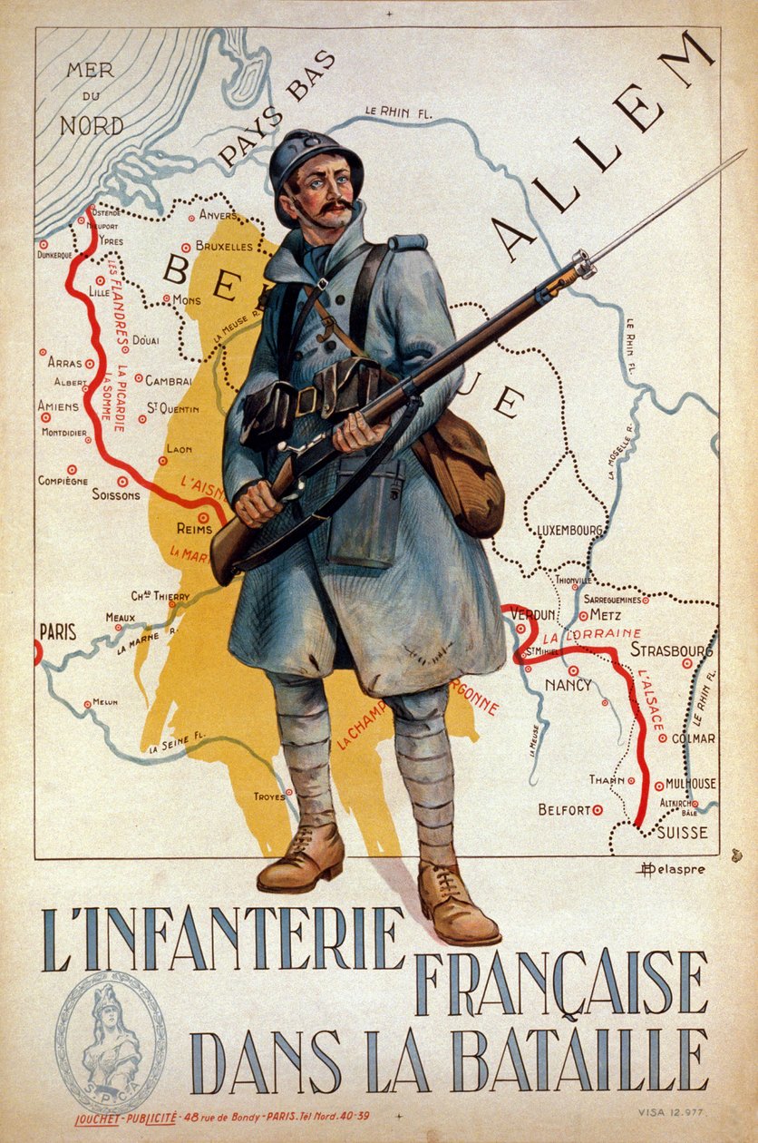 Ranskalainen jalkaväki taistelussa, 1917 tekijältä H. Delaspre