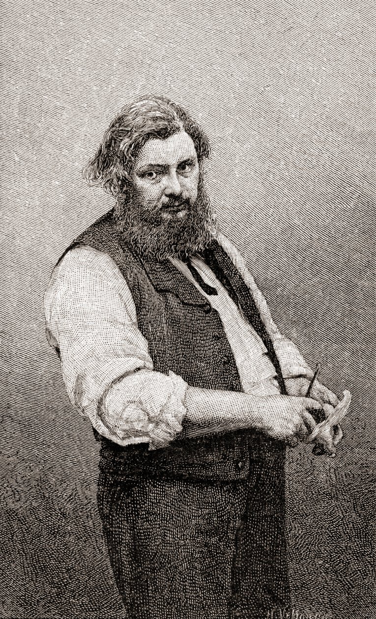 Jean Désiré Gustave Courbet, julkaisusta The Century Illustrated Monthly Magazine, julkaistu 1884 (puukaiverrus). tekijältä H. Velten