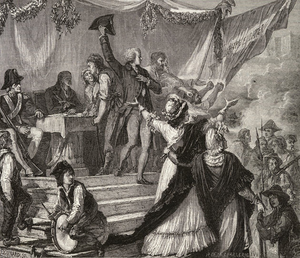 Vapaaehtoisten ilmoittautuminen kansalliskaartiin vuonna 1791 tekijältä H. de la Charlerie