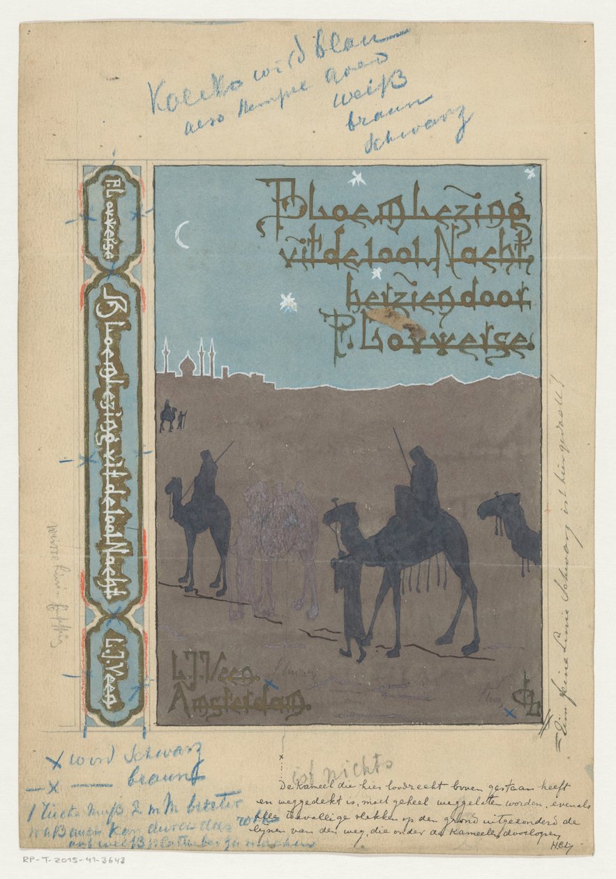 Bändisuunnittelu: Pieter Louwerse, Antology from the Thousand and One Nights, 1910 tekijältä H.C. Louwerse (signed by artist)