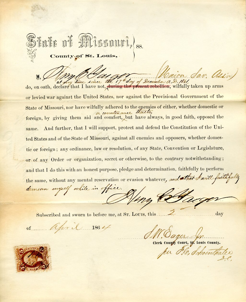 Uskollisuusvala Henry C. Yaeger Missourista, St.Louisin kreivikunta tekijältä H.C. Yaeger