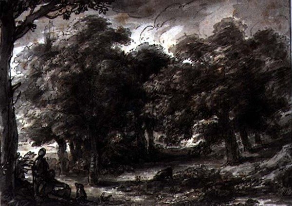Metsäinen maisema hahmoilla tekijältä H.F. 1751 1812 Aylesford