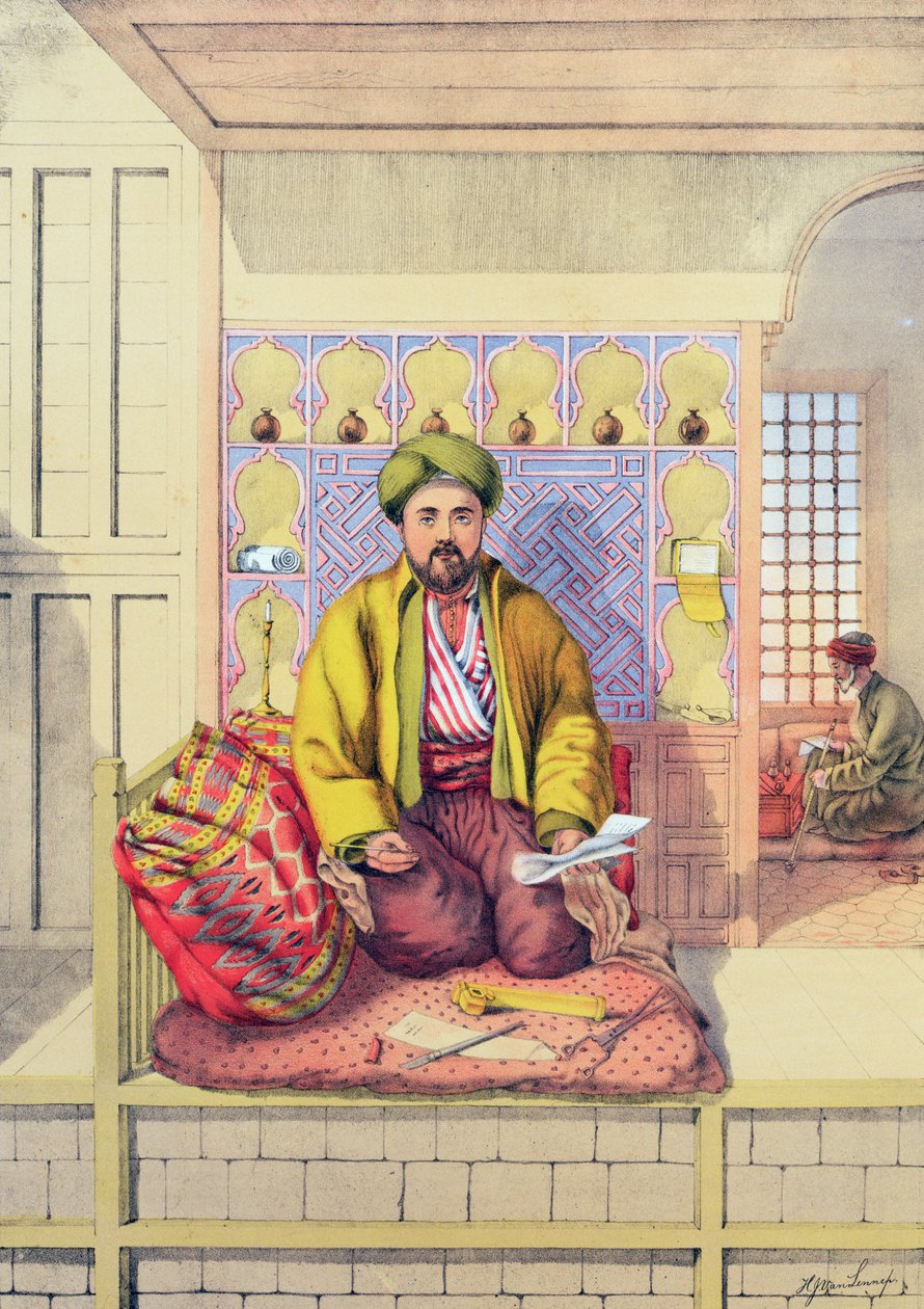 Turkkilainen kirjanoppinut, kaivertanut Charles Parsons, 1862 tekijältä H.J. van Lennep