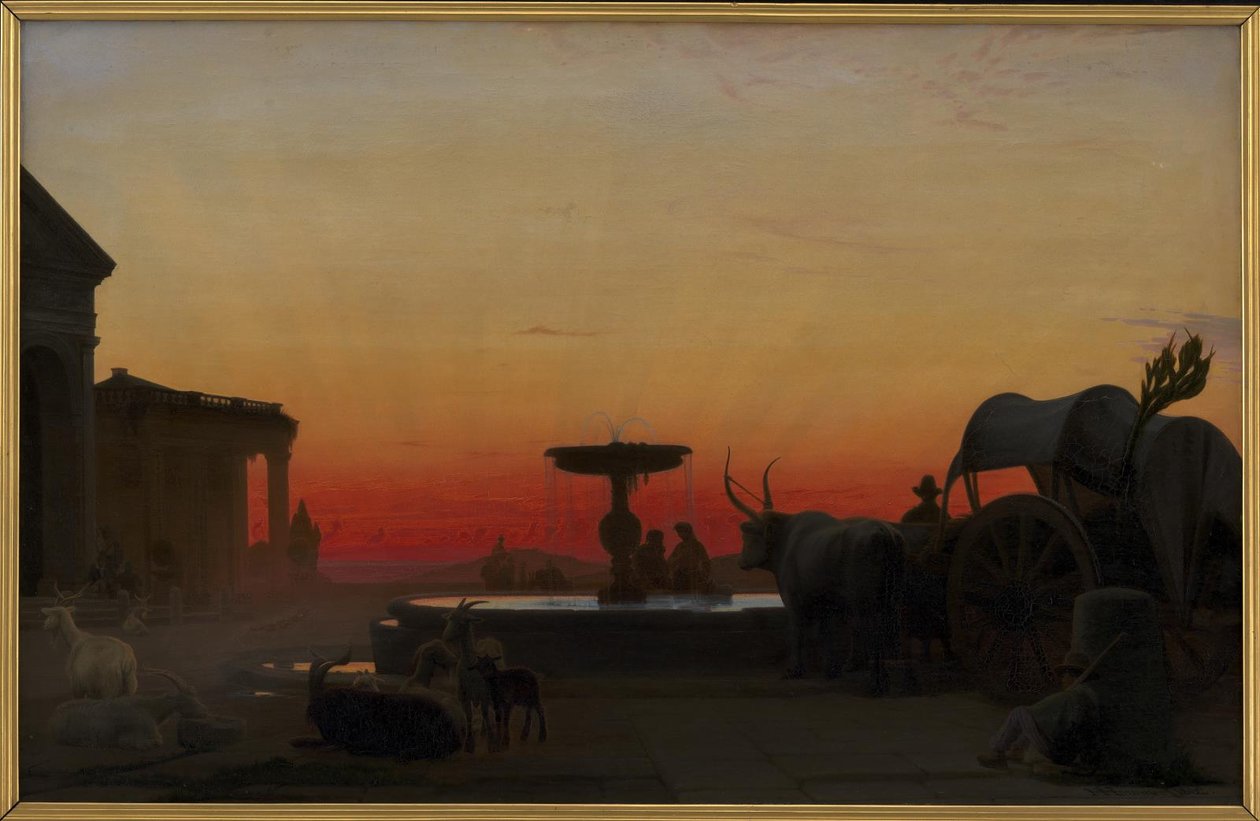 Aukio Aricciassa, Italiassa. Auringonlaskun jälkeen tekijältä H.J. Hammer