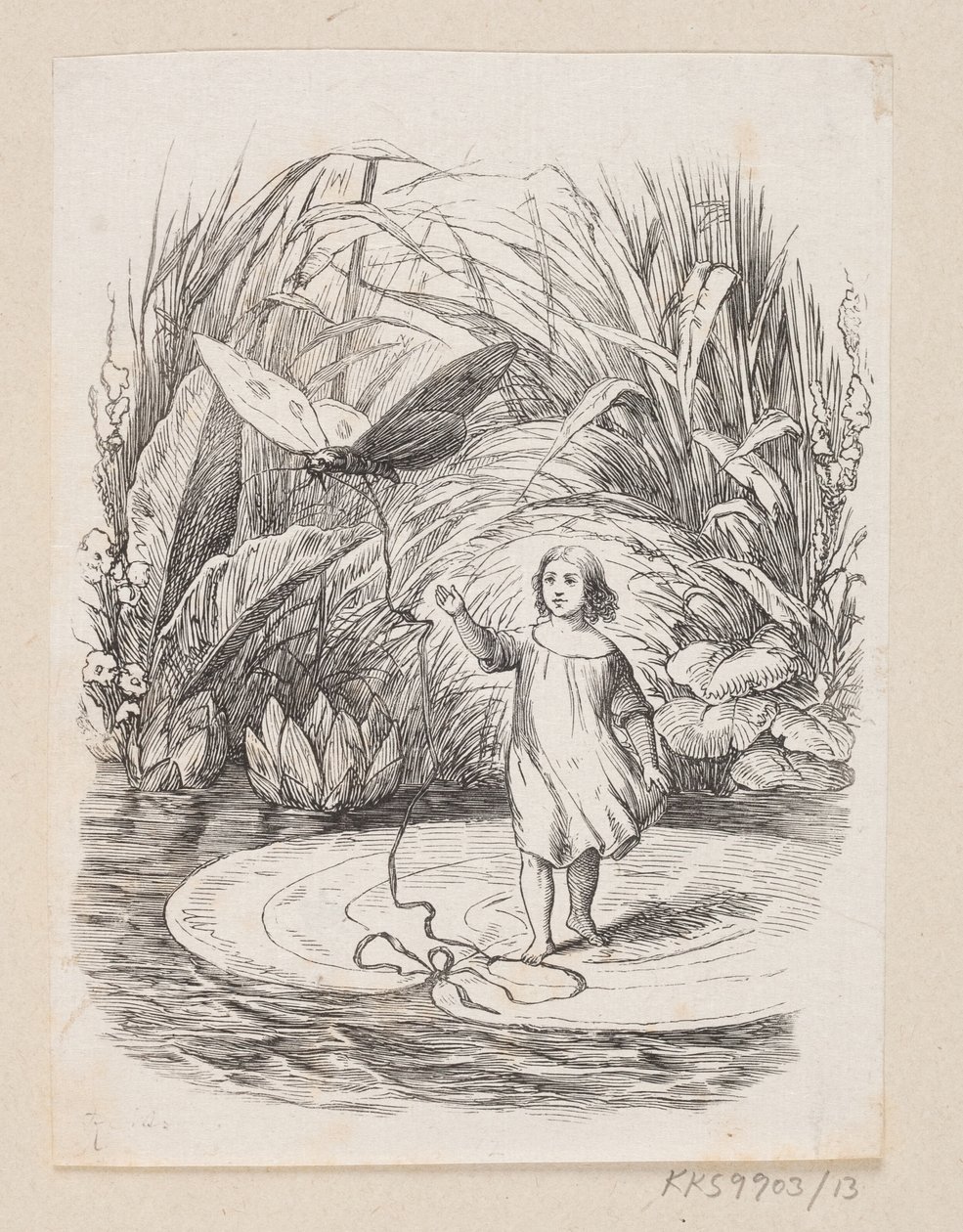 Kuvitus "Tommeliselle" H.C. Andersen, "Satuja ja tarinoita", osa 1 tekijältä H.P. Hansen