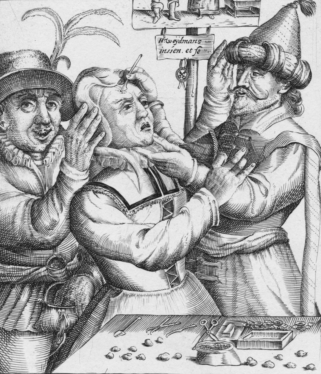 "Walks Runs With Groot Verblyden, Hier Salmen twyf van Lije Snyden", 1600-luku tekijältä HW Weydman