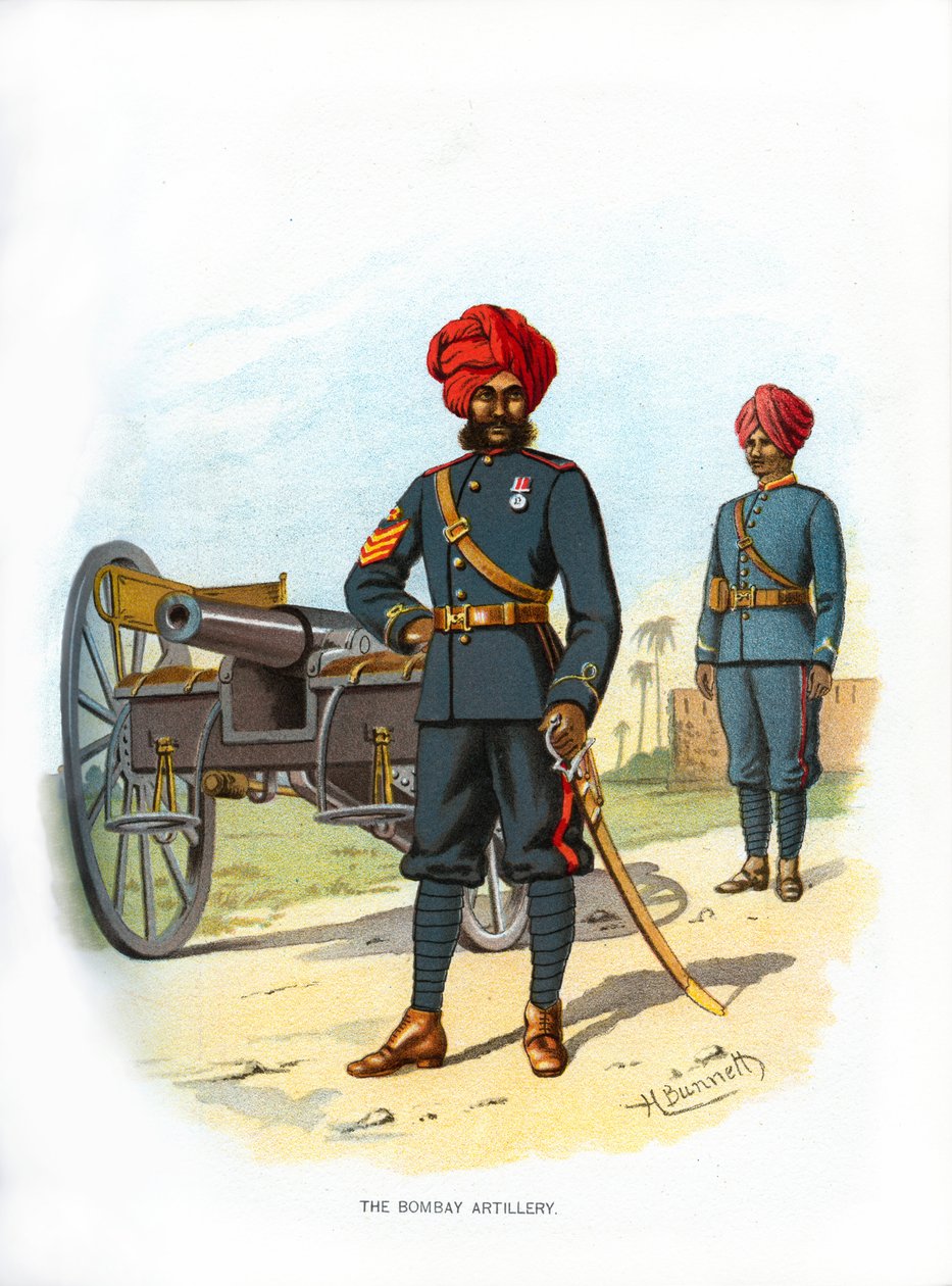 Bombayn tykistö, c1890. tekijältä H. Bunnett
