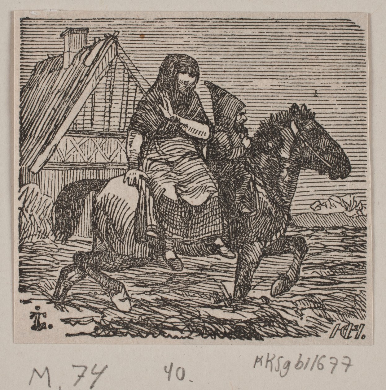 Kuvitus "Kätilö ja peikko" tekijältä H. C. Henneberg