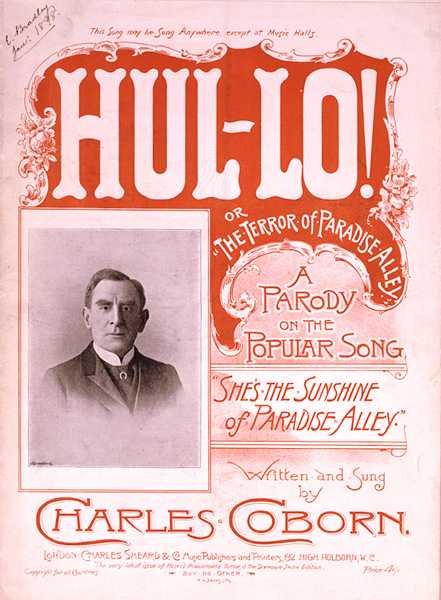 Charles Cobornin kirjoittaman "Hul-lo" tai "The Terror of Paradise Alley" -musiikkikappaleen etukansi tekijältä H. G. Banks