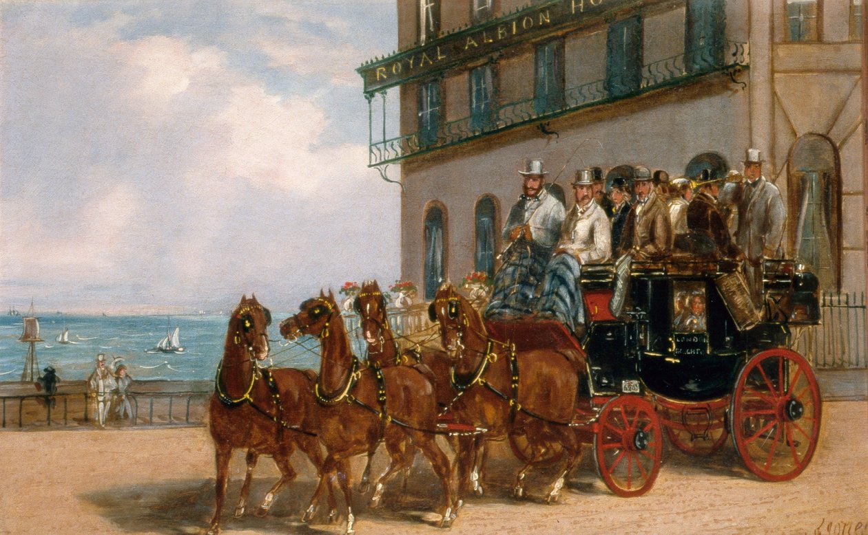 Postivaunut Royal Albion -hotellin ulkopuolella tekijältä H. J. Jones