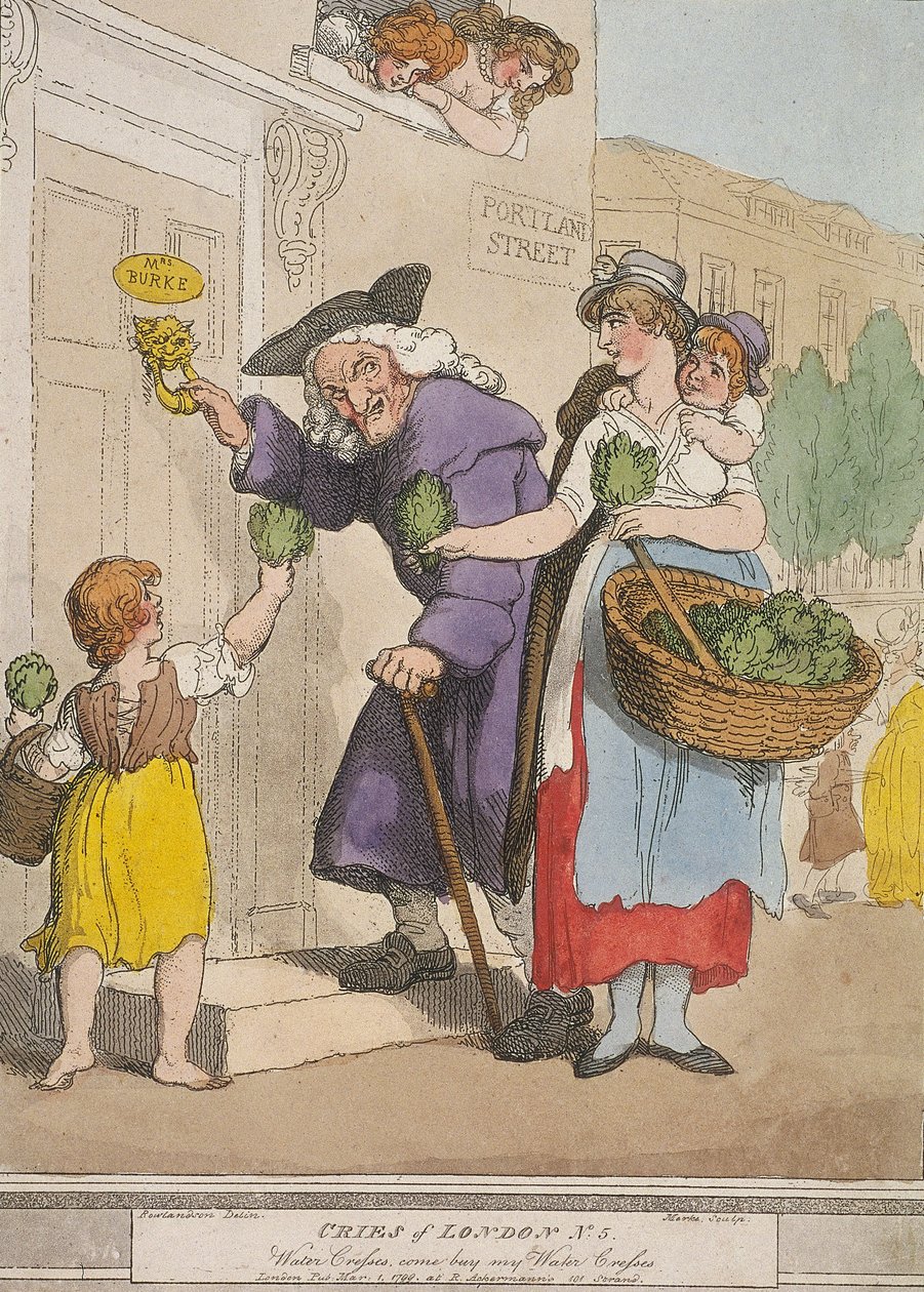 "Water Cresses, tule ostamaan vesikrasseni", levy V, Cries of London, 1799 tekijältä H Merke